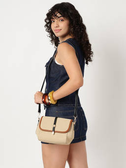 Fastrack - Orbit Flap Beige Sling Bag