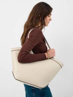Accessorize London - Womens Cream Woven Tote Bag
