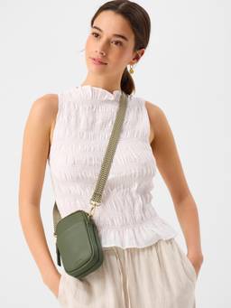Accessorize London - Womens Green Double Pouch Sling Bag