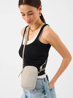 Accessorize London - Womens Cream Double Pouch Sling Bag