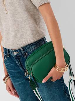 Accessorize London - Womens Green Dina Double Zip Sling Bag