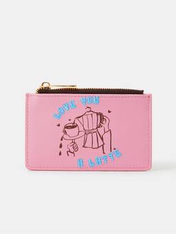 Accessorize London - Womens Pink Love You A Latte Zip Cardholder