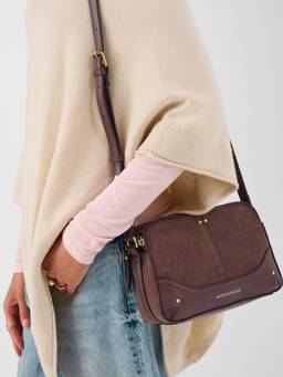 Accessorize London - Womens Brown Classic Stud Crossbody Bag