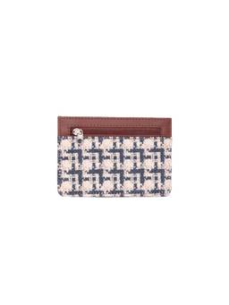 Zouk - Carter Checks Ava Card Case - Beige And Black Vegan Leather Card Holder