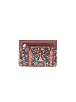 Zouk - Royal Indian Peacock Motif Ava Card Case - Multicolor Vegan Leather Card Holder