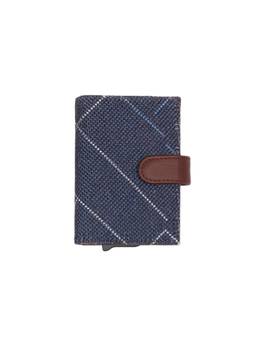 Zouk - Bombay Tartan Arc Vegan Leather Compact Card Holder - Blue
