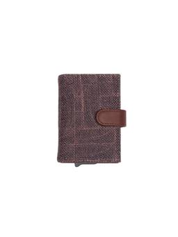 Zouk - Golconda Brass Arc Vegan Leather Compact Card Holder - Brown