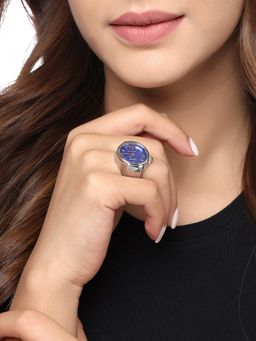 Yellow Chimes - Blue Dial Analog Watch Ring Stretchable Ring