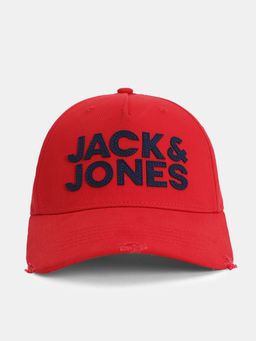 Jack & Jones - Mens Red Logo Print Baseball Cap