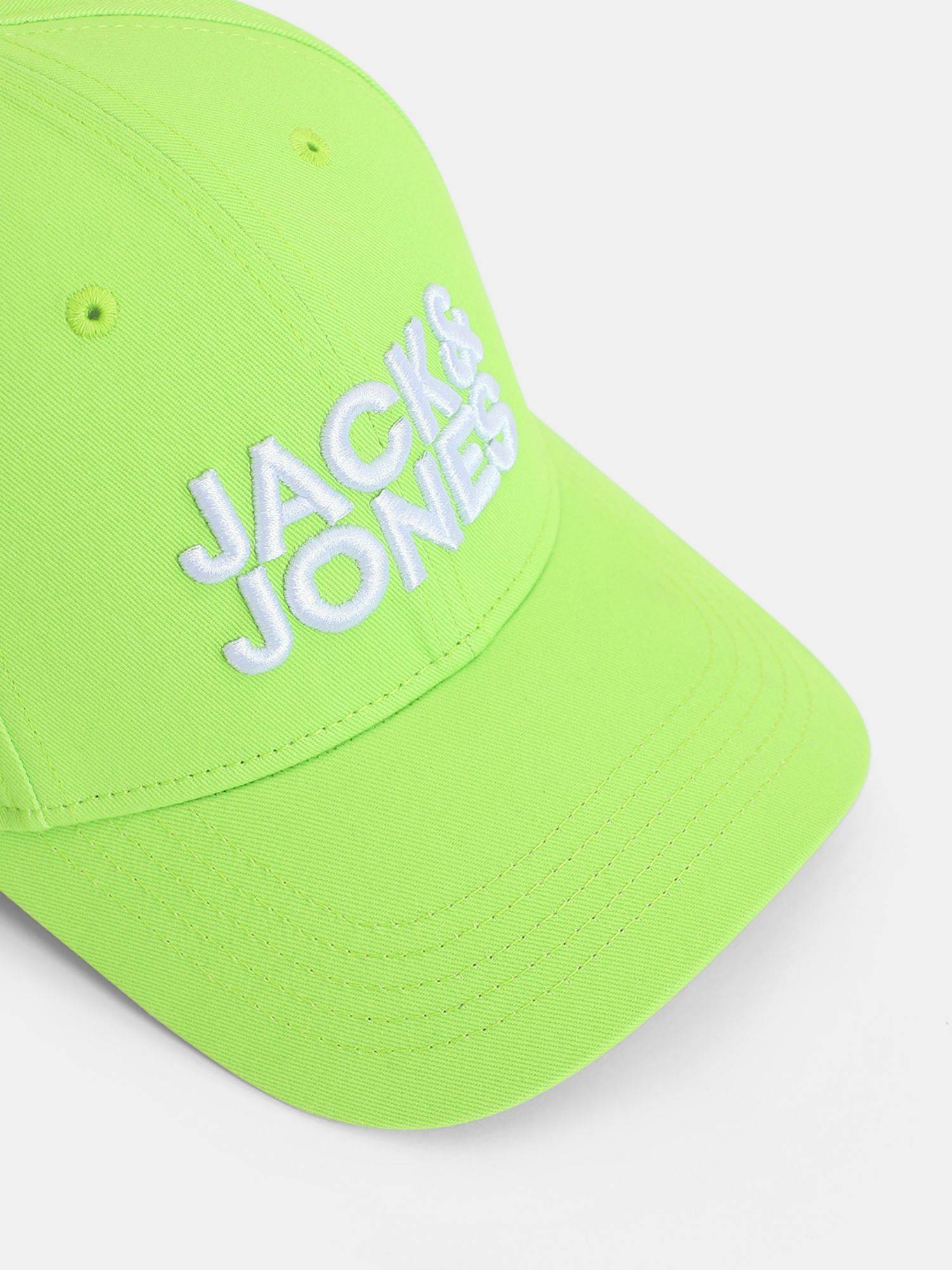 Buy Jack & Jones Mens Neon Green Logo Print Baseball Cap Online