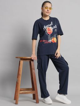 Griffel - Cocktail Navy T-Shirt And Trackpant (Set of 2)