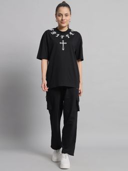 Griffel - Black T-Shirt And Trackpant (Set of 2)