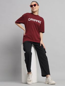 Griffel - Maroon T-Shirt And Trackpant (Set of 2)