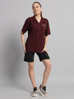 Griffel - Maroon Shirt And Shorts (Set of 2)