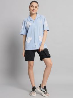 Griffel - Printed Sky Bowling Shirt And Shorts (Set of 2)