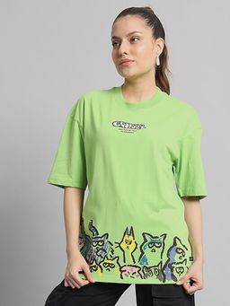 Griffel - Women Emoji Cats Oversized Parrot T-Shirt
