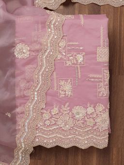 Koskii - Lavender Georgette Unstitched Kurta and Unstitched Bottom with Dupatta (Set of 3)