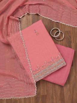 Koskii - Light Peach Tissue Unstitched Kurta and Unstitched Bottom with Dupatta (Set of 3)
