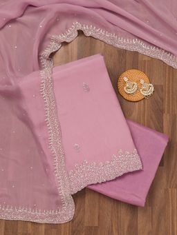 Koskii - Lavender Embellished Tissue Unstitched Kurta and Unstitched Bottom with Dupatta (Set of 3)