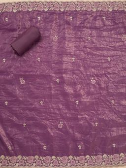 Koskii - Purple Thread Work Unstitched Kurta and Unstitched Bottom with Dupatta (Set of 3)