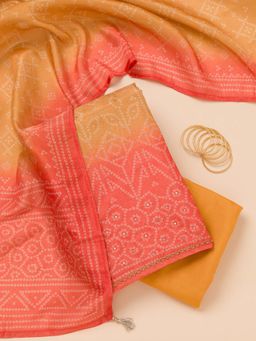 Koskii - Mustard Tissue Unstitched Kurta and Unstitched Bottom with Dupatta (Set of 3)