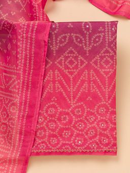 Koskii - Purple Printed Tissue Unstitched Kurta and Unstitched Bottom with Dupatta (Set of 3)