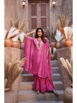 Rizabella - Pink Thread Work Kaftan And Skirt