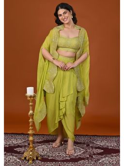 Rizabella - Green Zari Top And Skirt with Shrug
