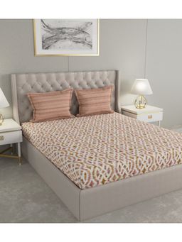 GM - Cotton Digital Print Double Bedsheet with 2 Pillow Covers (90x108 inches, Brown) (Queen)
