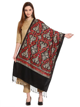 Anekaant - Black & Multi Paisley Embroidered Acrowool Shawl