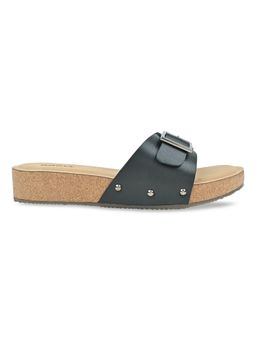 ROCIA - By Regal Black Women Solid Slider Wedges