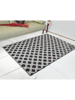 Saral Home - Grey Cotton Anti-Skid Jacquard Carpet -150x210 Cm