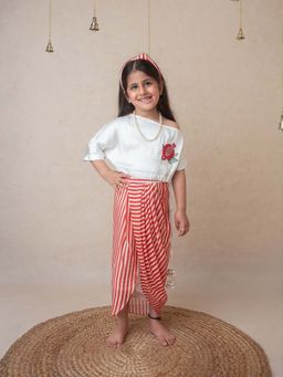 Mi Dulce An'ya - Pomegranate Off Shoulder Top and Draped Skirt