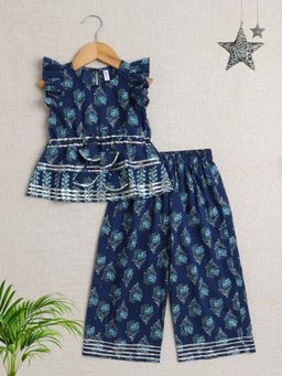 The Magic Wand - Navy Blue Sleeveless Floral Print Co-Ord