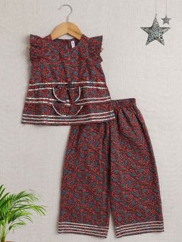 The Magic Wand - Maroon Sleeveless Floral Print Co-Ord