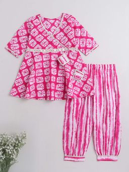 The Magic Wand - Pink Printed Gota Lace Kurta & Salwar