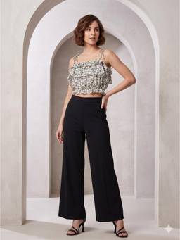June 9 Clothing - White Ditsy Floral Frill Crop Top