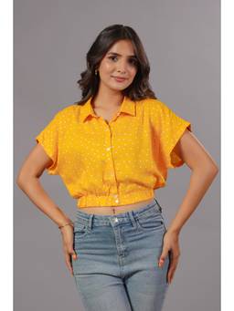 June 9 Clothing - Yellow Polka Dot Dress Crop Shirt