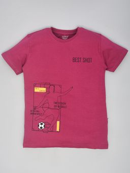 YOUMAA - Boys Wine Cotton Printed T-Shirt