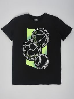 YOUMAA - Boys Black Cotton Printed T-Shirt