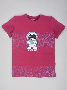 YOUMAA - Boys Wine Cotton Printed T-Shirt