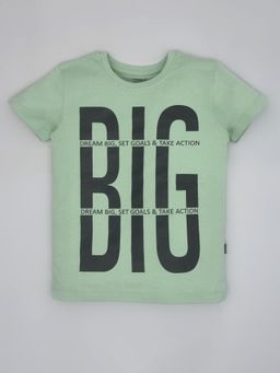YOUMAA - Boys Sage Green Cotton Printed T-Shirt