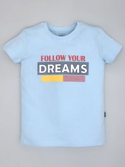 YOUMAA - Boys Light Blue Cotton Printed T-Shirt