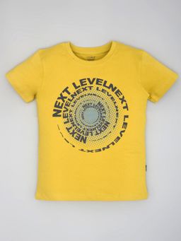 YOUMAA - Boys Yellow Cotton Printed T-Shirt