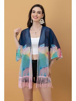 PURYS - Multi-Color Placement Print Kimono Style Shrug