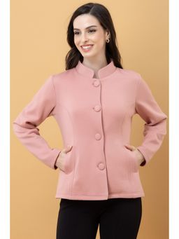 PURYS - Peach Mandarin Neck Terry Jacket
