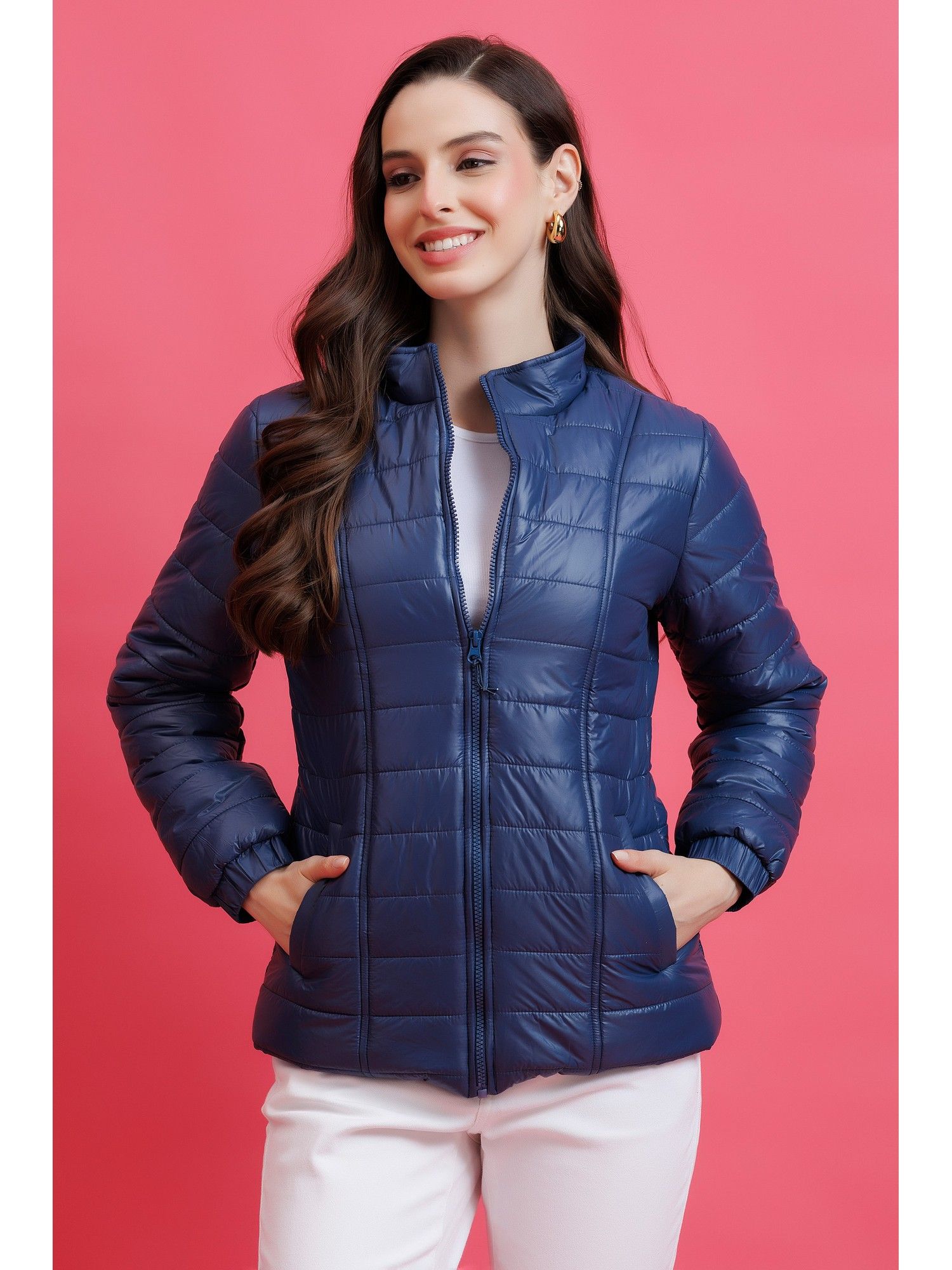 purys Blue Quilted Zipper Jacket-picture-40