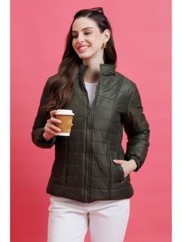 PURYS - Olive Quilted Zipper Jacket