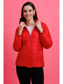 PURYS - Red Quilted Zipper Jacket