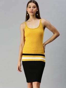 SHOWOFF - Women Solid Yellow Bodycon Dress
